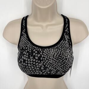Spiritual Gangster Sports Bra NEW Sz XS/S Snakeskin Print Black Gray Racerback